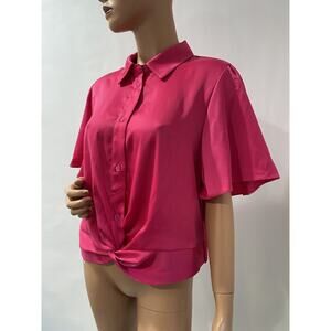 nina parker plus size Blouse Cropped Size 1X Pink Fuchsia